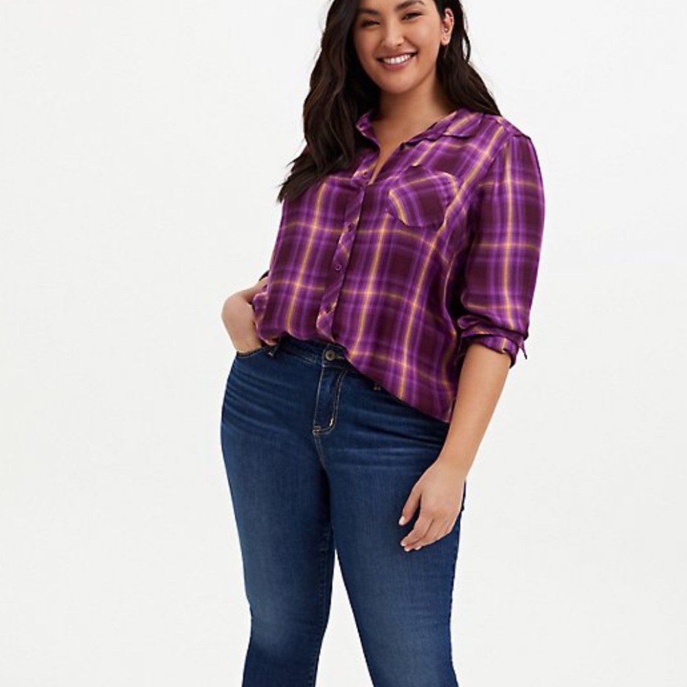 Burgundy Purple Plaid Button Down